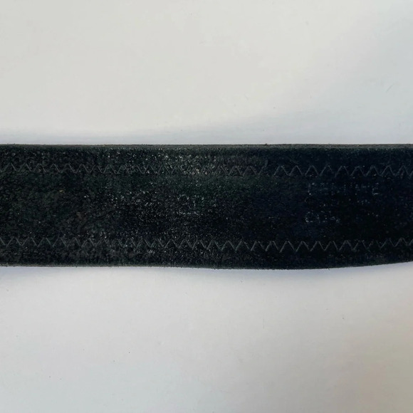 Native American Turquoise Silver Genuine Leather Buckle Tooled Belt black Sz 38 - Picture 5 of 8